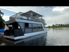 OEM Aluminum Luxury Pontoon Houseboats 30 People Floating Restaurant Houseboat