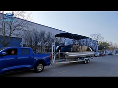 Pontoon à coque en fibre de verre électrique de 25 pieds avec système stéréo et sièges de pêche