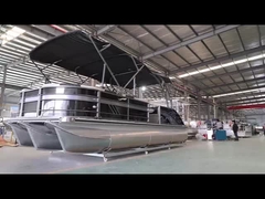 एलईडी नेविगेशन लाइट और ईवीए फर्श के साथ 19 फीट मिश्र धातु पोंटून नाव