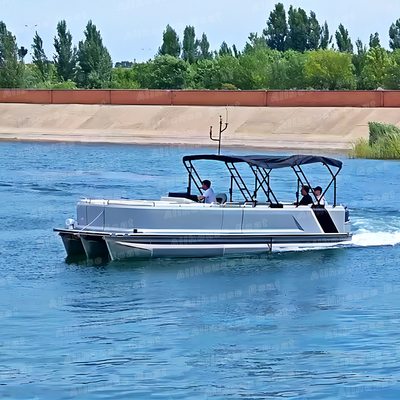 Single Layer Fibreglass Pontoon Boat 30FT 20-23 Person For Leisurely Cruises