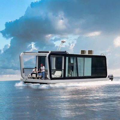 Custom Boathouse Restaurant 16 People Pontoon Boat Restaurant For Sightseeing