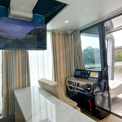 4.0m Width Floating Party Boat Aluminum Luxury Houseboat For 16 Person