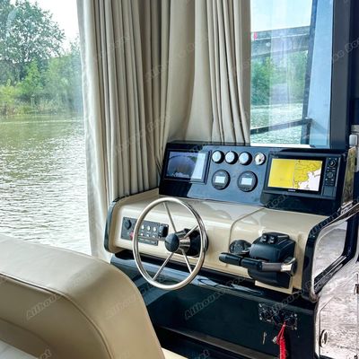 40FT Luxury Houseboat Floating Home with Marine-grade Aluminum Pontoon and Panoramic Windows