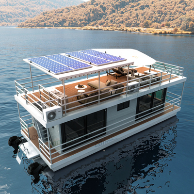 Aluminum 4.0m Width Floating Party Boat 2 Story Party Barge For Sightseeing