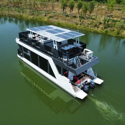 Luxury Yacht Aluminium Houseboat 30 People Floating Restaurant Boat