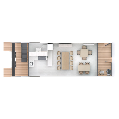 4.0m Width Floating Restaurant Boat with 20mm Deck Thickness and 10T Capacity