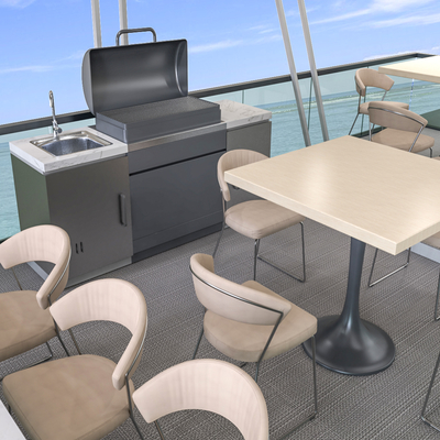 Custom Design Floating Pontoon Boat Restaurant Double Decker With 11.5m Length