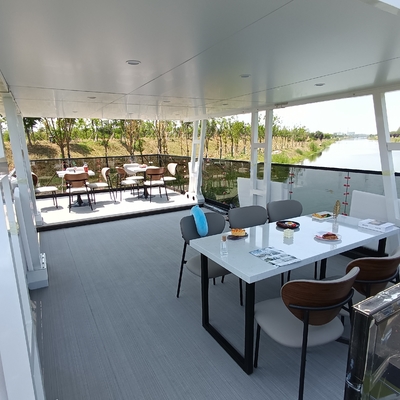 30 People Floating Aluminum Restaurant Boat , Two Story Boat Bar And Restaurant