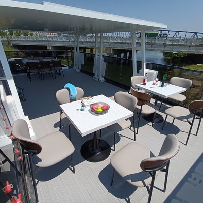Custom Design Floating Pontoon Boat Restaurant Double Decker With 11.5m Length