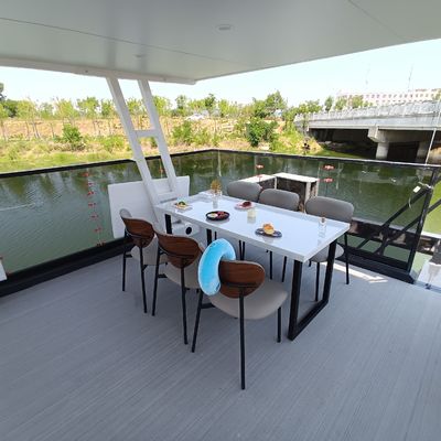 Two Level Luxury Floating Boathouse Restaurant with 30 People Capacity and Aluminum Construction