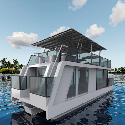 Robust Construction Luxury Pontoon Boat Aluminum Houseboats Custom Design