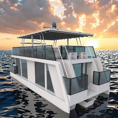 Customizable Aluminum House Boat Luxury Double Deck Pontoon Houseboat 16 Person