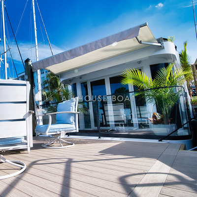 Two Story 4.0m Width House Boat Luxury Floating Pontoon Houseboat For 16 Person
