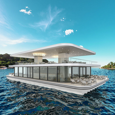 200 People Capacity Aluminum Hull Houseboat Luxury Floating Restaurant Boat