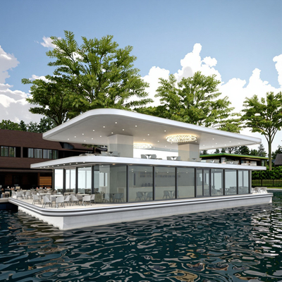 15m Width Aluminum Floating Restaurant Boat For 200 People Dining And Party