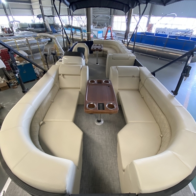 Smooth Sailing Guaranteed Pontoon Boat with Motor and Single Layer Deck Type