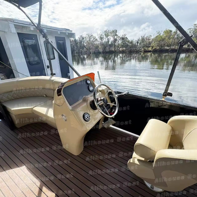 Smooth Sailing Guaranteed Pontoon Boat with Motor and Single Layer Deck Type
