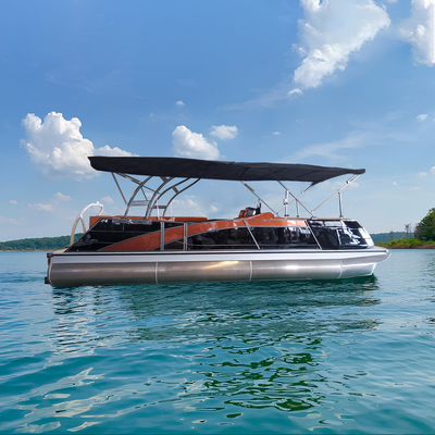 Smooth Sailing Guaranteed Pontoon Boat with Motor and Single Layer Deck Type