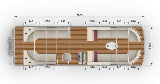 Single Layer Pontoon Type Boat 25-30FT 7.6m Length Aluminum Construction