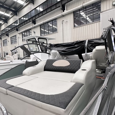 6-8 People Electric Pontoon Boat With EVA Flooring For Enjoying Leisurely Days