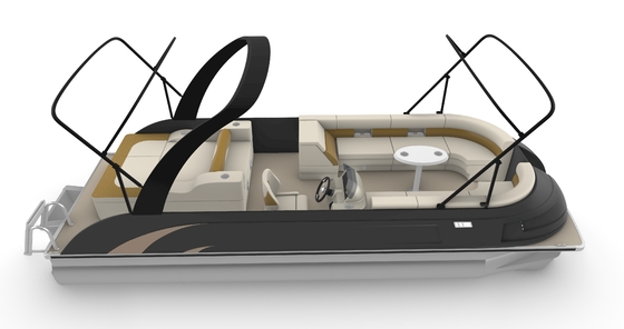 7m Length Electric Pontoon Boats For 8-12 Person Recreational Fishing Cruising