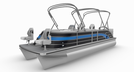 Aluminum Construction Gasoline Powered Pontoon Boat 2.6m Wide With Navigation Lights