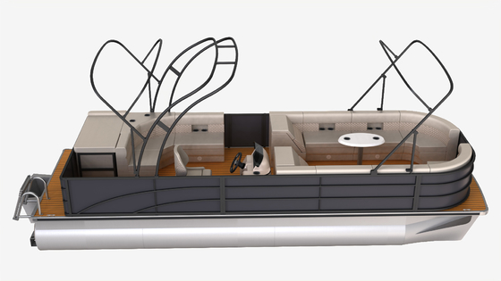 23ft Leisure Recreational Pontoon Boat With Lounge Seating 8-12 People Capacity
