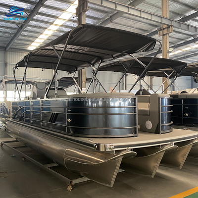 23ft Leisure Recreational Pontoon Boat With Lounge Seating 8-12 People Capacity