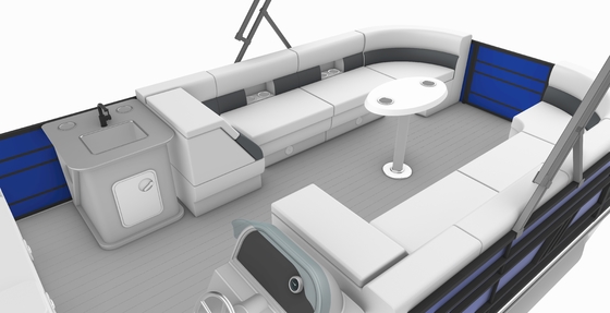 Comfortable 27ft Leisure Pontoon Boats 2.3m 2.6m Width For Fishing And Cruising