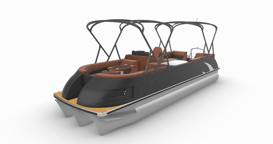 25 Ft Electric Fiberglass Hull Pontoon Boat With Stereo System And Fishing Seats