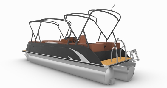 25 Ft Electric Fiberglass Hull Pontoon Boat With Stereo System And Fishing Seats