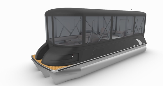 12-15 Passenger Pontoon Fiberglass Boats Luxurious Design With EVA Decking