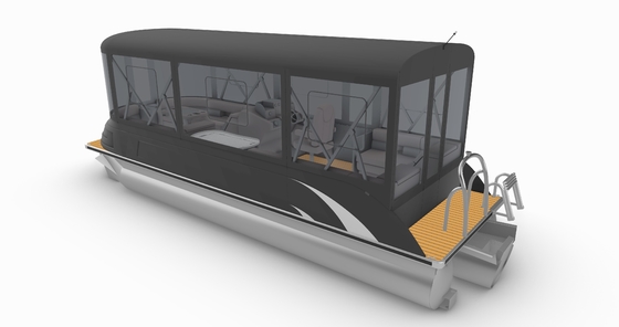 12-15 Passenger Pontoon Fiberglass Boats Luxurious Design With EVA Decking