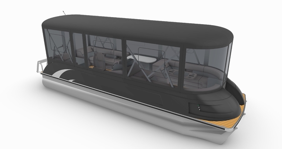Customizable 25ft Fiberglass Pontoon Boat 12-15 People With Swim Ladder