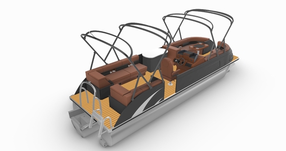 Customizable 25ft Fiberglass Pontoon Boat 12-15 People With Swim Ladder