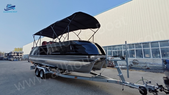 12-15 Passenger Pontoon Fiberglass Boats Luxurious Design With EVA Decking