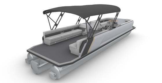 Leisurely Cruising 12-15 Person Pontoon Style Boat With Fiberglass Hull 30ft