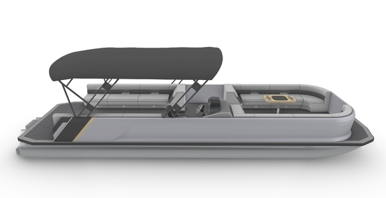 Leisurely Cruising 12-15 Person Pontoon Style Boat With Fiberglass Hull 30ft