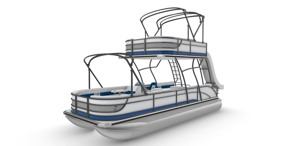 12 People Double Decker Pontoon Boat Two Levels For Relaxation And Entertainment