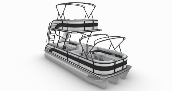 Aluminium Structure Double Level Pontoon Boat With Stereo System For Cruising