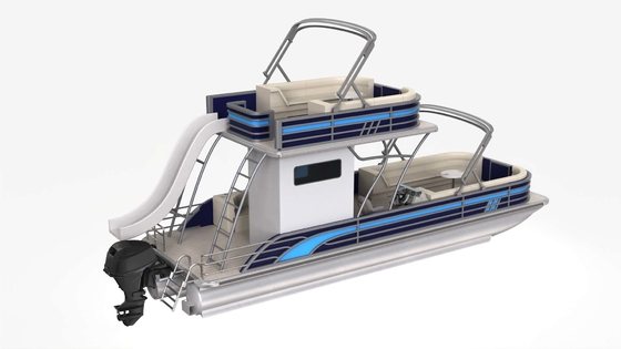 Double Decker Aluminum Pontoon Party Boat Luxury Style With Swim Ladder