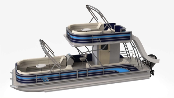 Double Decker Aluminum Pontoon Party Boat Luxury Style With Swim Ladder