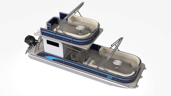 Double Decker Aluminum Pontoon Party Boat Luxury Style With Swim Ladder