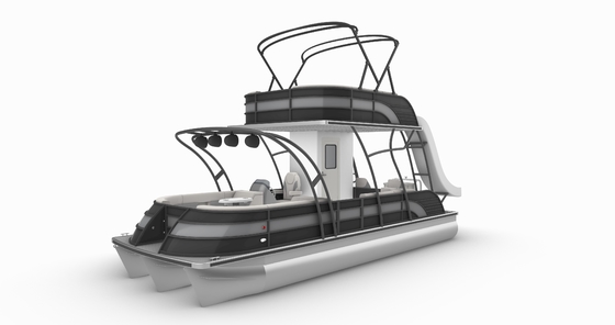 25-30FT Aluminum Double Decker Pontoon Boat For 12 People Recreational