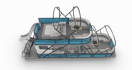 22-26 Person Aluminum Double Decker Pontoon Boat 9.2m Length For Recreational