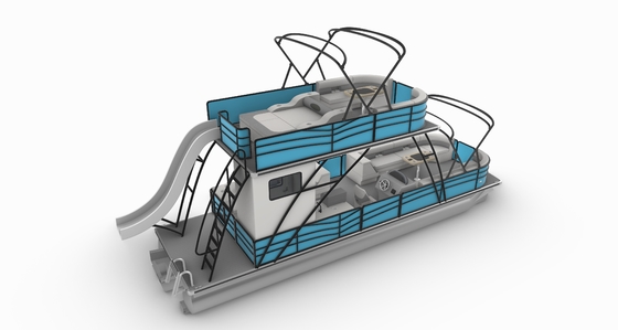22-26 Person Aluminum Double Decker Pontoon Boat 9.2m Length For Recreational