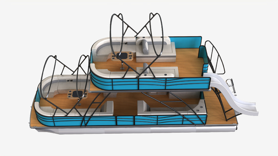 Customizable Double Decker Pontoon Party Boat 22-26 Person With 3.0m Width