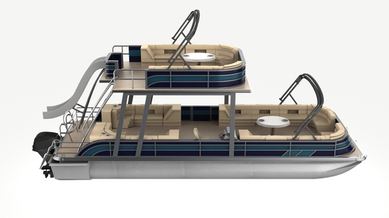 High Capacity Double Decker Pontoon Boat 9.2m Length Aluminum Hull Material