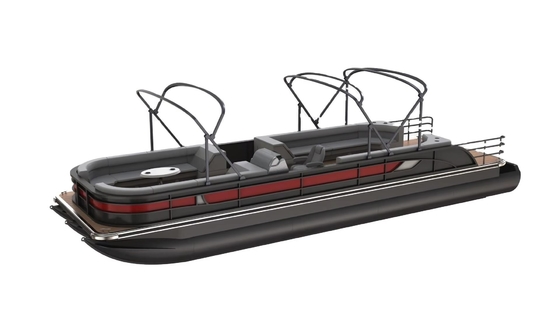 29 Ft Aluminum Pontoon Boat with 18-22 People Capacity and Under Seat Storage for Leisure and Water Activities