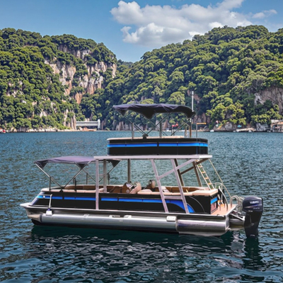 25-30FT Aluminum Double Decker Pontoon Boat For 12 People Recreational